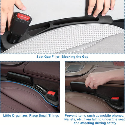 Dual-Groove Car Seat Gap Filler, 2-Piece Black PU Organizer Strips for Compatible Seat-to-Console Gaps, Small Essentials and Everyday Vehicle Interior Storage