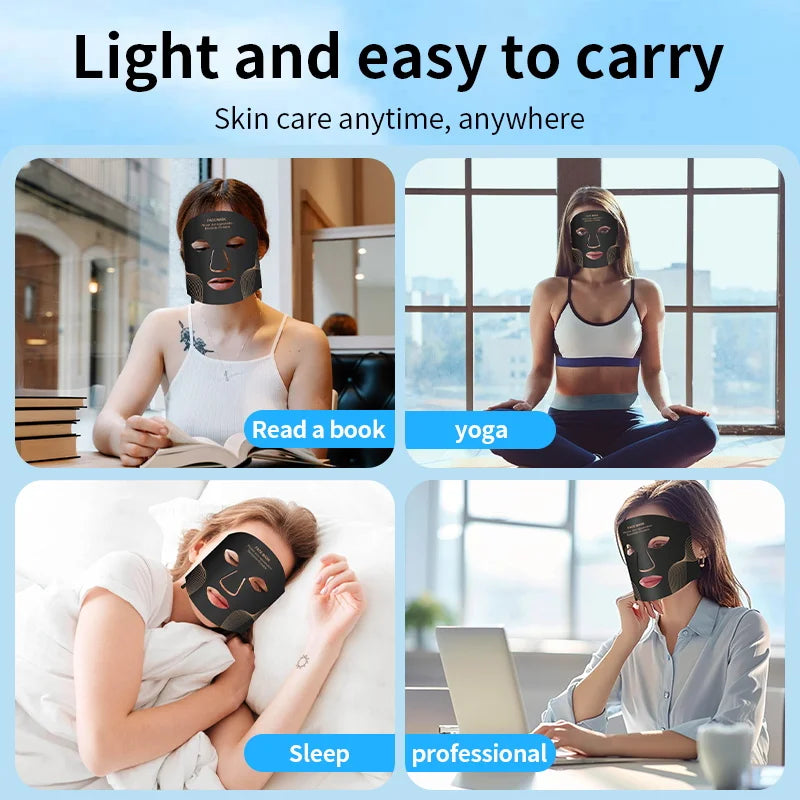 Cordless LED Face Mask with Seven Listed Color Modes, Rechargeable Beauty Device in Mask-Only or Type 1-4 Set Options with Box and No-Box Packaging Choices