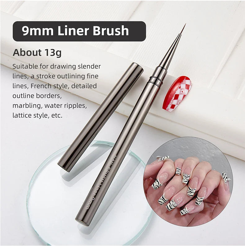 Nail Art Striping Brushes for Fine Lines and Detail Painting, 6–25mm Listed Liner Sizes with Individual and Set Options for DIY Manicure Designs