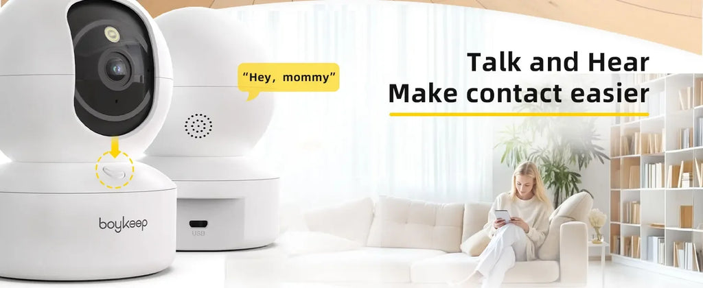 Indoor WiFi Security Camera by BoyKeep, Listed 2K Video with Dual-Band WiFi, 360-Degree PTZ, Infrared Night Vision and Two-Way Audio, USB Selection
