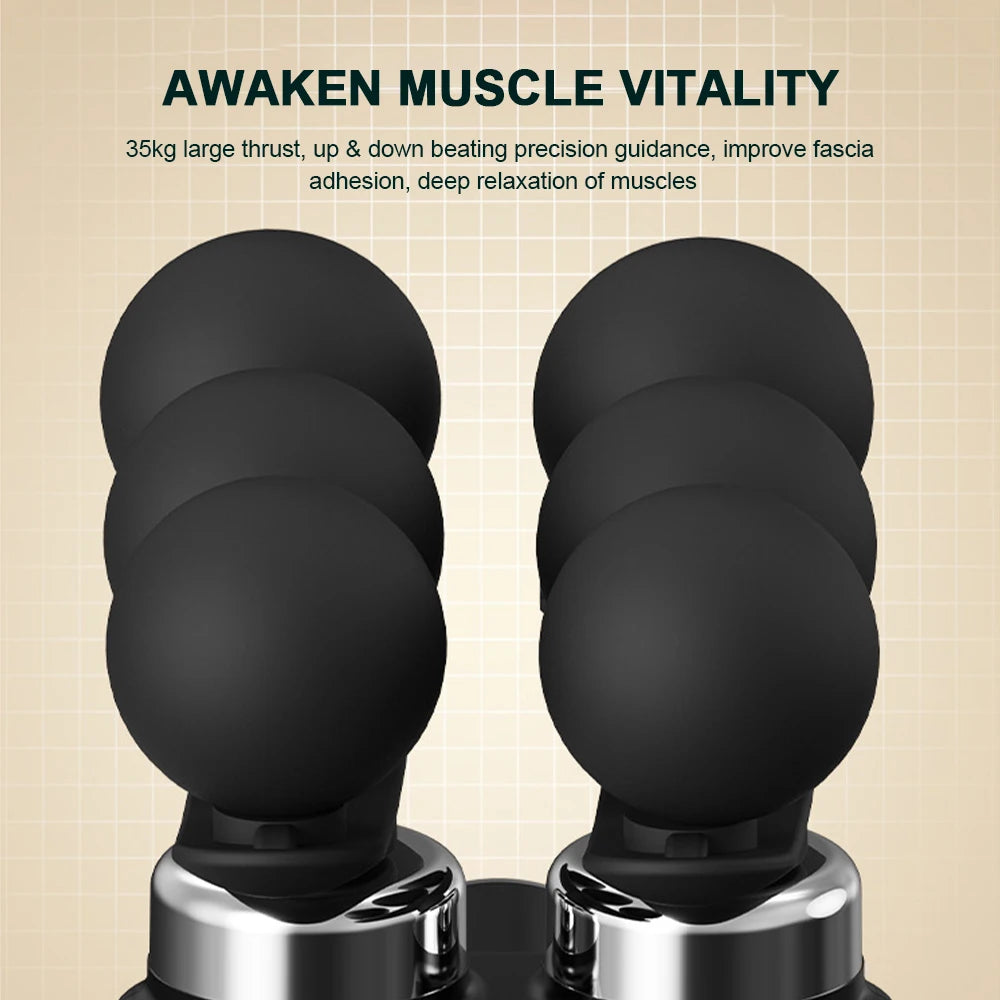 Detachable Long-Handle Massage Gun with Six Intensity Levels, Listed 1800mAh Battery and 15-Minute Timer in Black, Grey or White for Adult Home Relaxation
