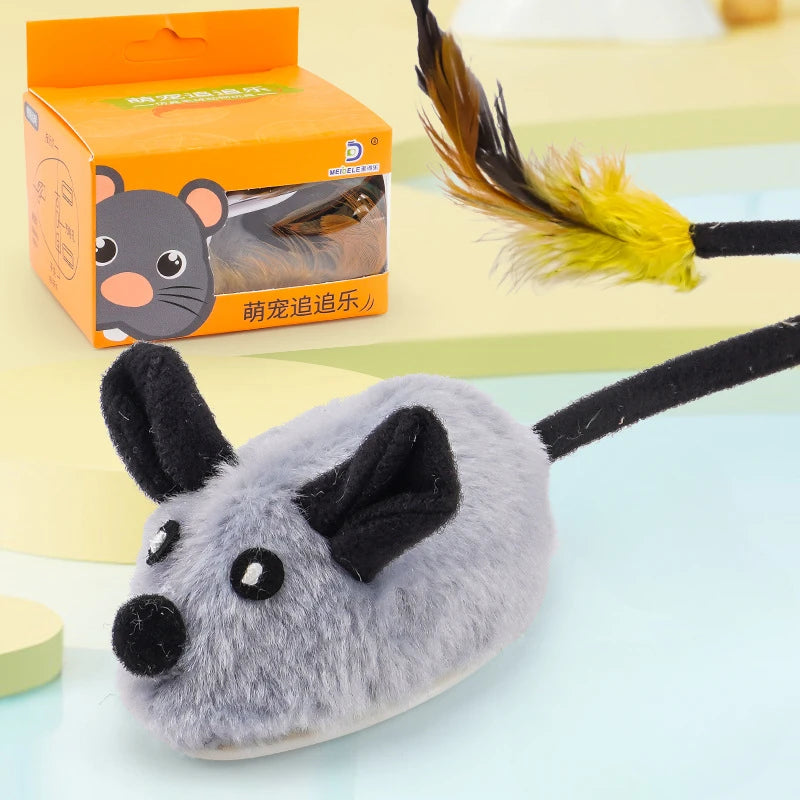 Electric Mouse Cat Toy with Touch-Sensing Wording, Grey, Yellow or Blue Rat Colors and Rechargeable, Remote-Controlled or XXL Labels for Indoor Pet Play