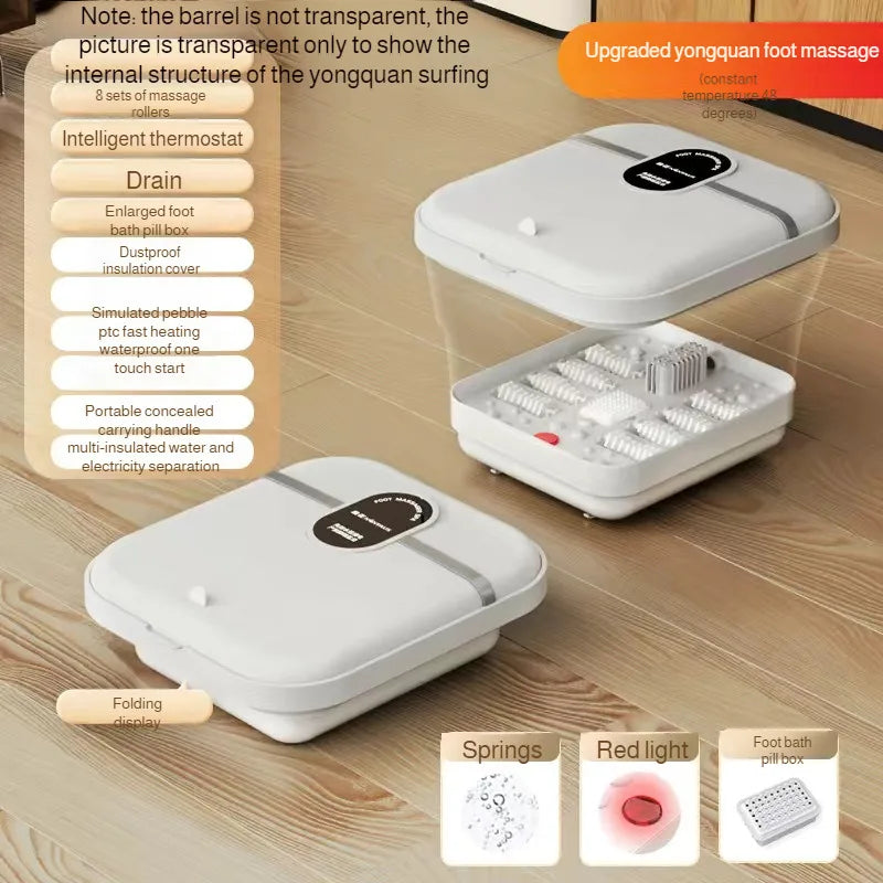 Heated Foot Bath Bucket, Foldable Electric Foot Soaking Tub with Listed Automatic Heating and Massage, Upgraded Model with EU Reference for Home Use