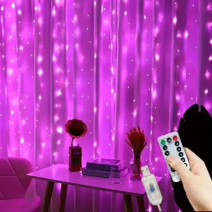 LED Curtain String Lights with Remote, USB 5V Fairy Lights with 8 Modes, Six Color Options and 100–600 LEDs for Bedroom, Wedding and Christmas Decor