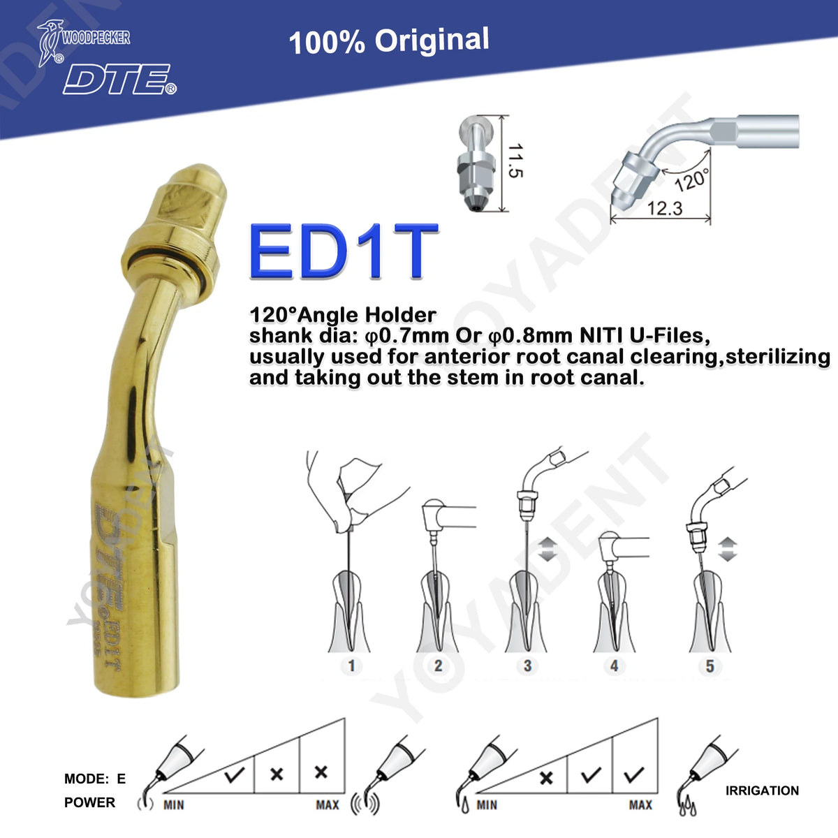 Endodontic Ultrasonic Tips and Accessory Options by Woodpecker DTE, ED-Series Model Selections with TD-1L and HD-7L Choices for Dental Equipment