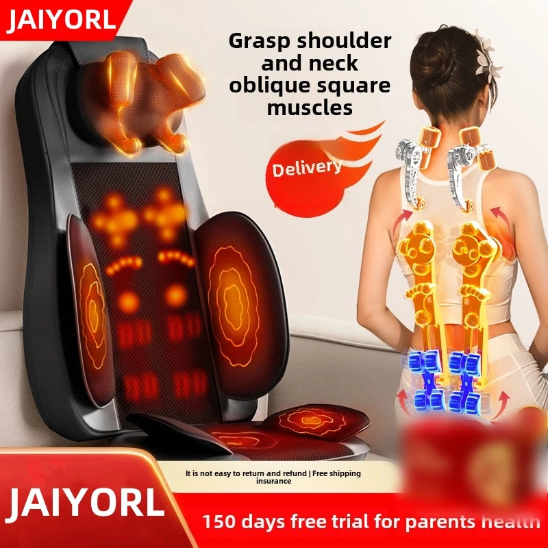 JAIYORL Electric Massage Seat Cushion with Vibration and Kneading References, Four Upgrade Model Labels and US, EU, UK or AU Plug Options