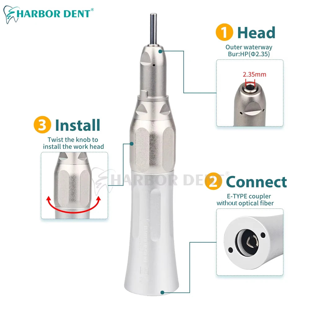 Dental Air Motor and Low Speed Handpiece Options, 2 or 4 Hole Motor, Contra Angle or Straight Attachment Selections for Professional Polishing Equipment