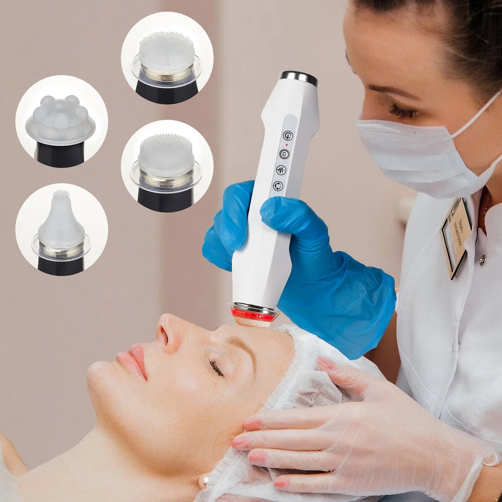 Facial Bubble Pen Machine Only with Five Vibration and Spin Levels, Eight LED Modes, White or Black Handheld Device, Care Kit Sold Separately