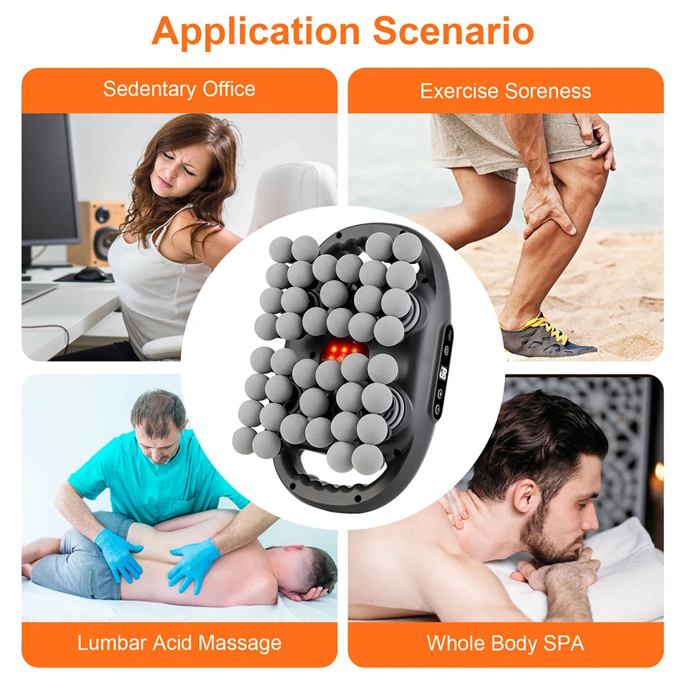 42-Head Body Massage Gun with Nine Modes and Nine Intensity Levels, Listed 2000mAh Battery, Type-C Charging and 10-Minute Timer in White or Black