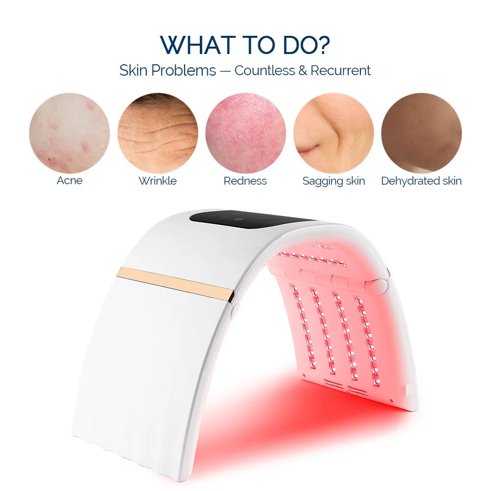 LED Beauty Light Machine with Foldable Face and Body Design, Seven Color and Heating Model References, Eye Protection and Regional Plug Options