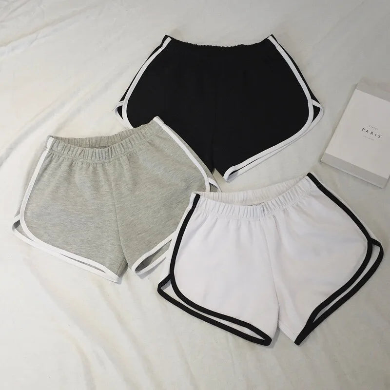 Women's High-Waisted Workout Shorts in Black, Gray or White, Quick-Drying Stretch Activewear in S, M and L for Running, Yoga and Casual Summer Outfits