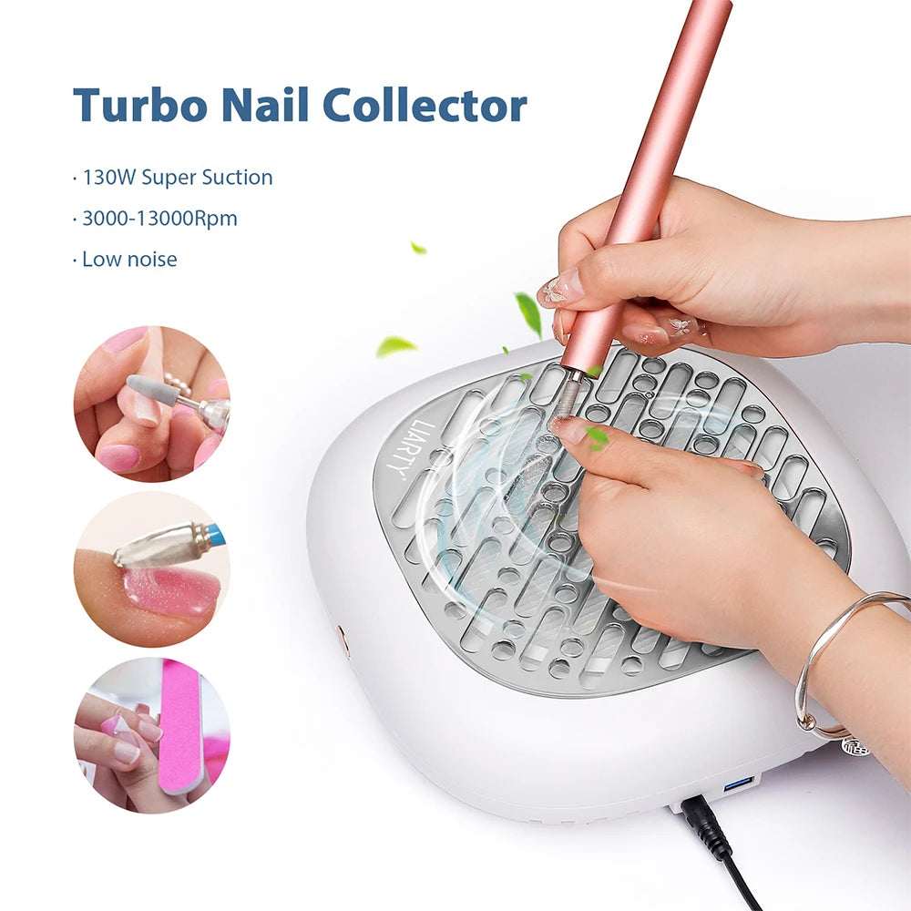 Two-Filter Nail Dust Collector with ABS Body, Adjustable Suction and Listed 23 x 22.5 x 6.9cm Size, Grey, Rose, Silver or Pink Manicure Vacuum Options