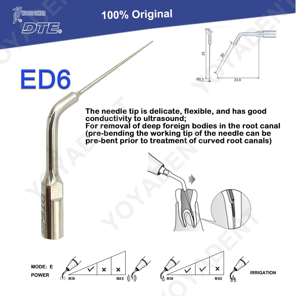 Endodontic Ultrasonic Tips and Accessory Options by Woodpecker DTE, ED-Series Model Selections with TD-1L and HD-7L Choices for Dental Equipment