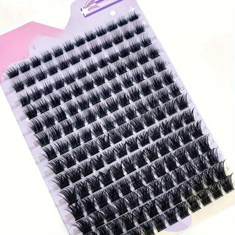 C Curl Wispy Cluster Lashes, Reusable Fluffy Individual False Eyelashes with Listed 9–16mm Mixed Lengths for Natural-Looking DIY Makeup Styling