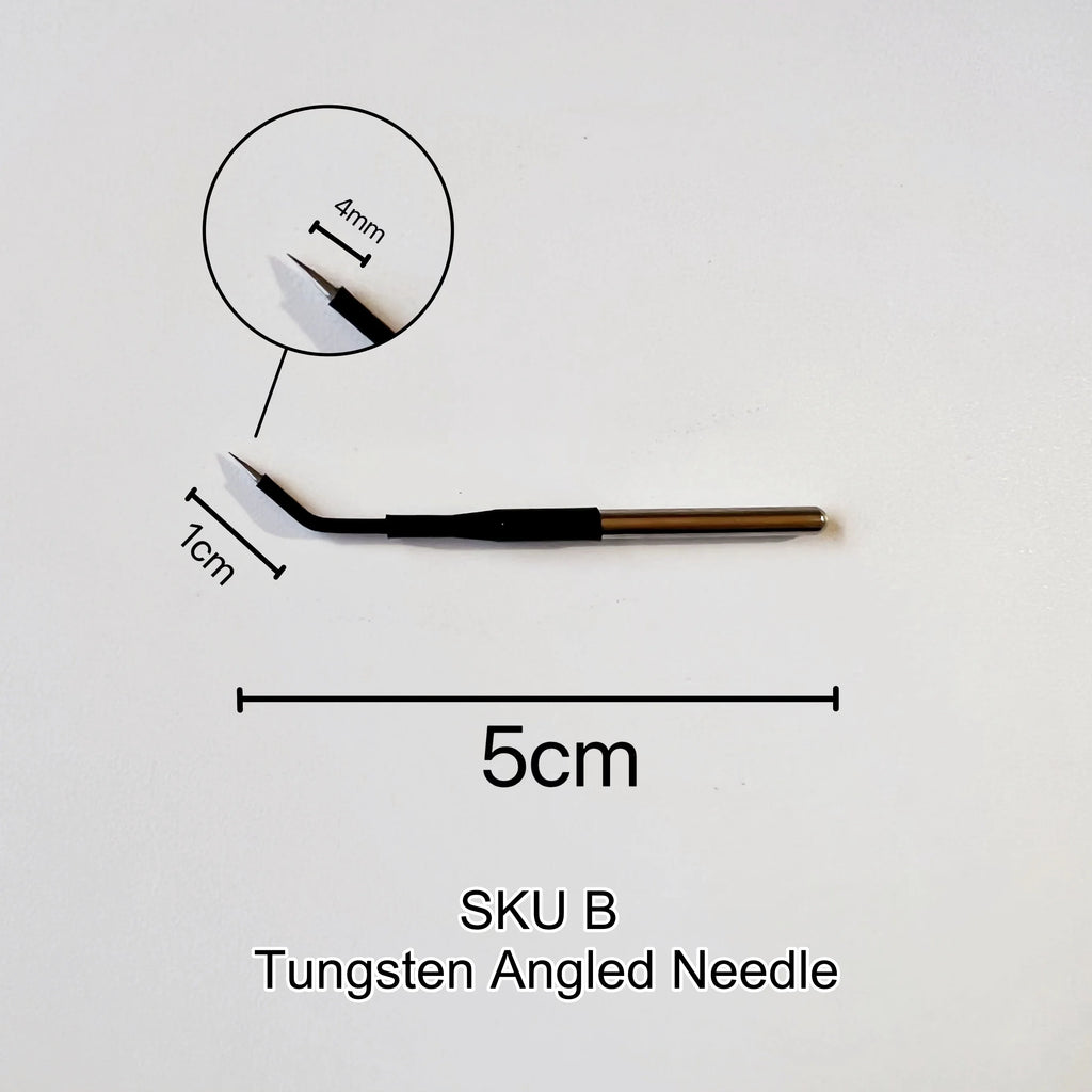 Tungsten Electrosurgical Needle Electrode, Single Non-Sterile Accessory with Listed 2.36mm Shaft for Compatible Monopolar Pencils, SKU A to F Options