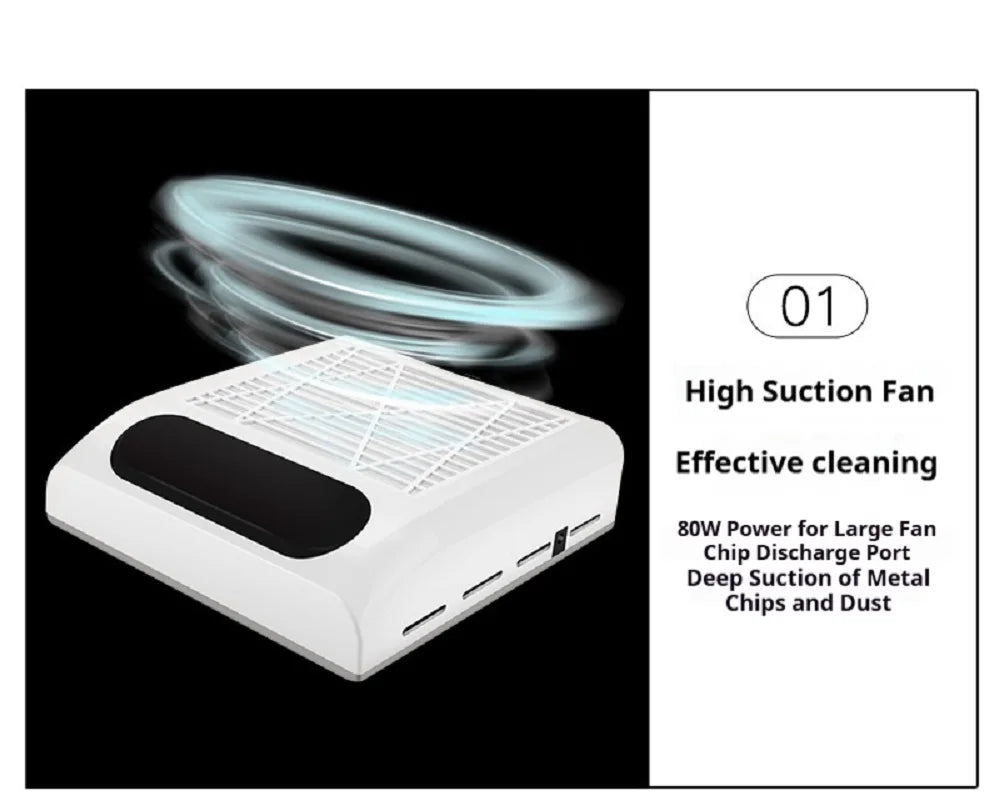 Nail Dust Collection Fan, White EU Plug Manicure Vacuum with Detachable Filter for Acrylic Nail Filing, Adult Nail Care and Workstation Setup