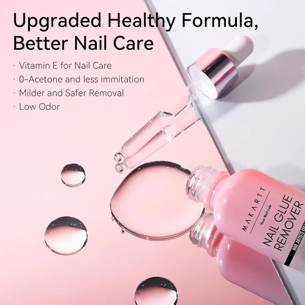 Press-On Nail Glue and Remover Options by Makartt, 10ml, 30ml or 50ml Remover Choices with Separate Liquid Adhesive Packs and Solid UV-Cured Gel Selection