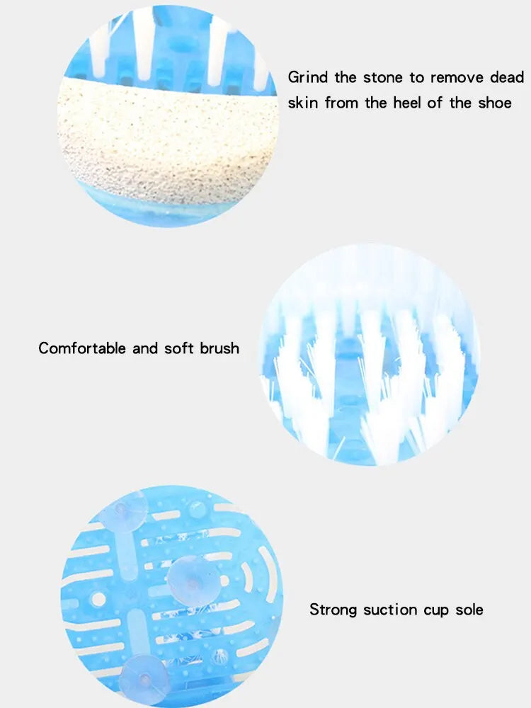 Shower Foot Scrubber Slipper with Suction Cup Base and Detachable Pumice Stone, Blue Foot Washing Brush in 1 or 2 Piece Options for Home Care