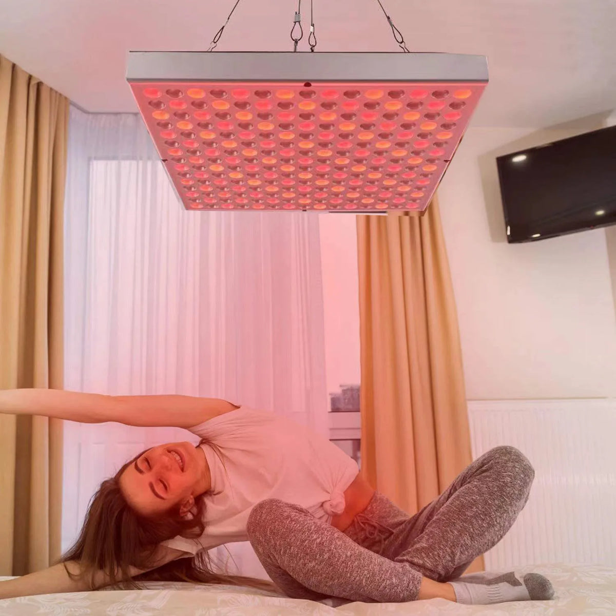 Red LED Light Panel with Listed 45W Power and 660nm 850nm Wavelengths, Combination Home Beauty Lamp with US or EU Plug Options for Manual-Guided Use