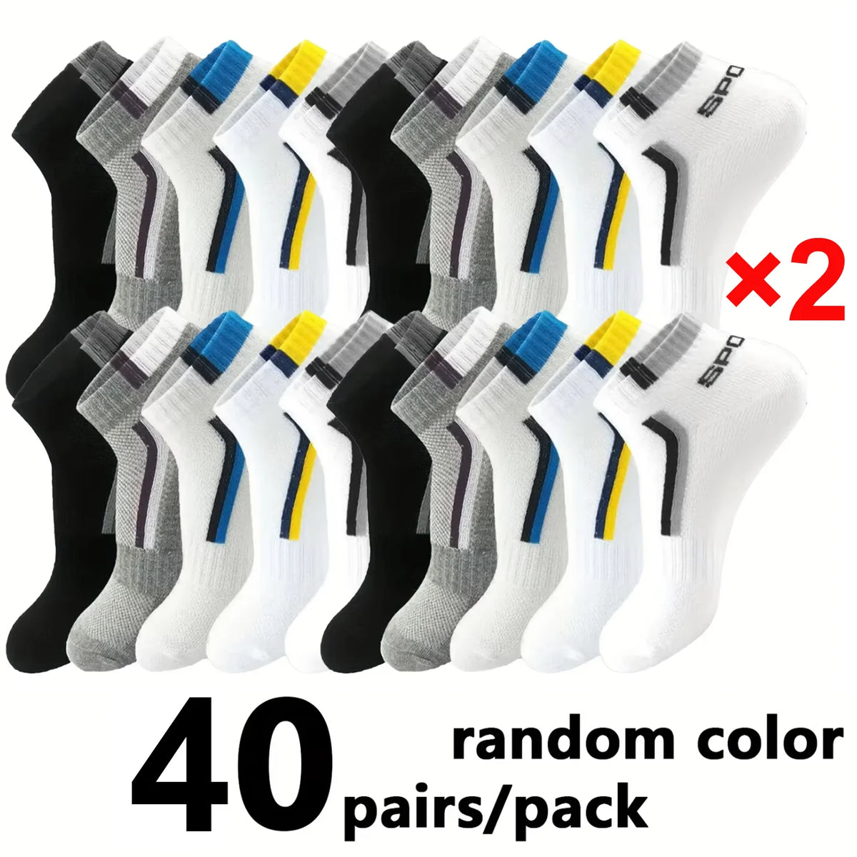 Men's Mesh Ankle Socks in Polyester, Short Casual and Sports Style Multipacks with 5, 10, 20, 30 or 40-Pair Labels and Black, White, Gray or Mixed Options