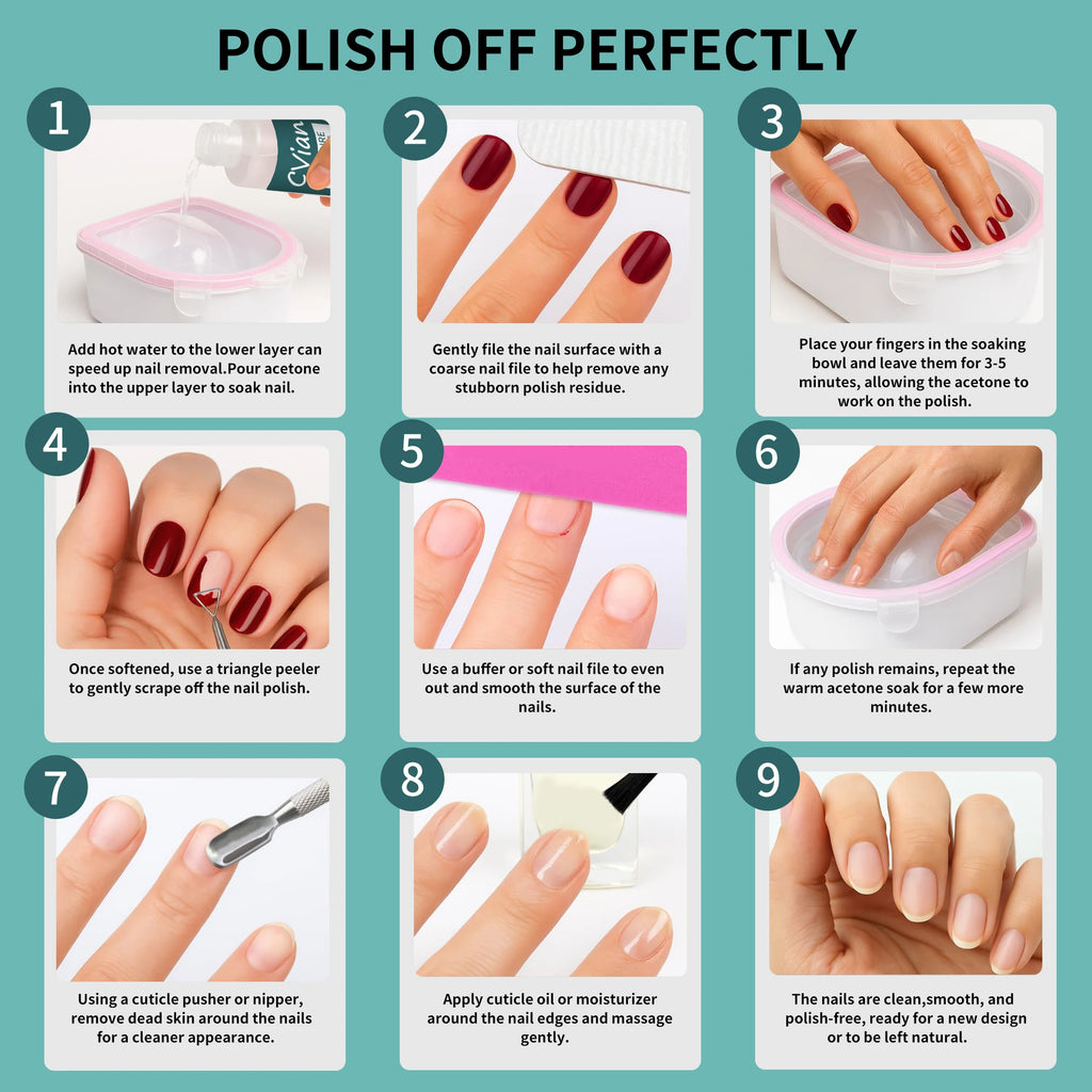 Acetone Nail Polish Remover with Listed 100% Acetone Formula for Compatible Gel, Dip Powder and Acrylic Nail Removal, Adult Home and Salon Manicure Supplies