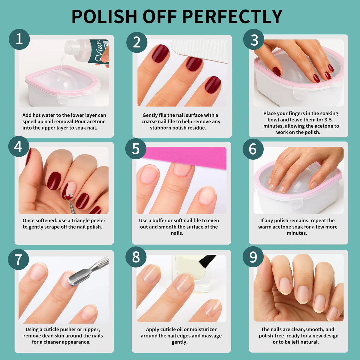 Acetone Nail Polish Remover with Listed 100% Acetone Formula for Compatible Gel, Dip Powder and Acrylic Nail Removal, Adult Home and Salon Manicure Supplies