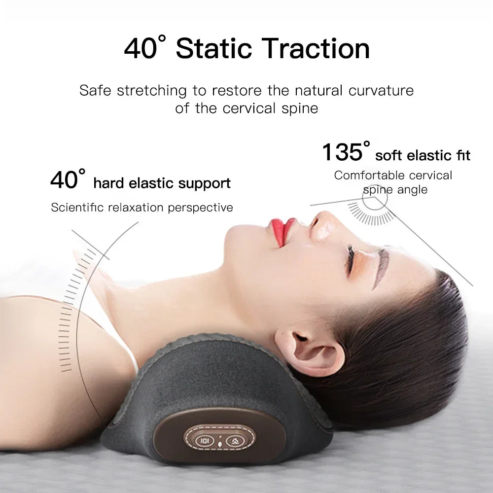 Heated Neck Massage Pillow, Electric Cervical Support with Listed Vibration and Stretch Options for Adult Personal Care and At-Home Relaxation