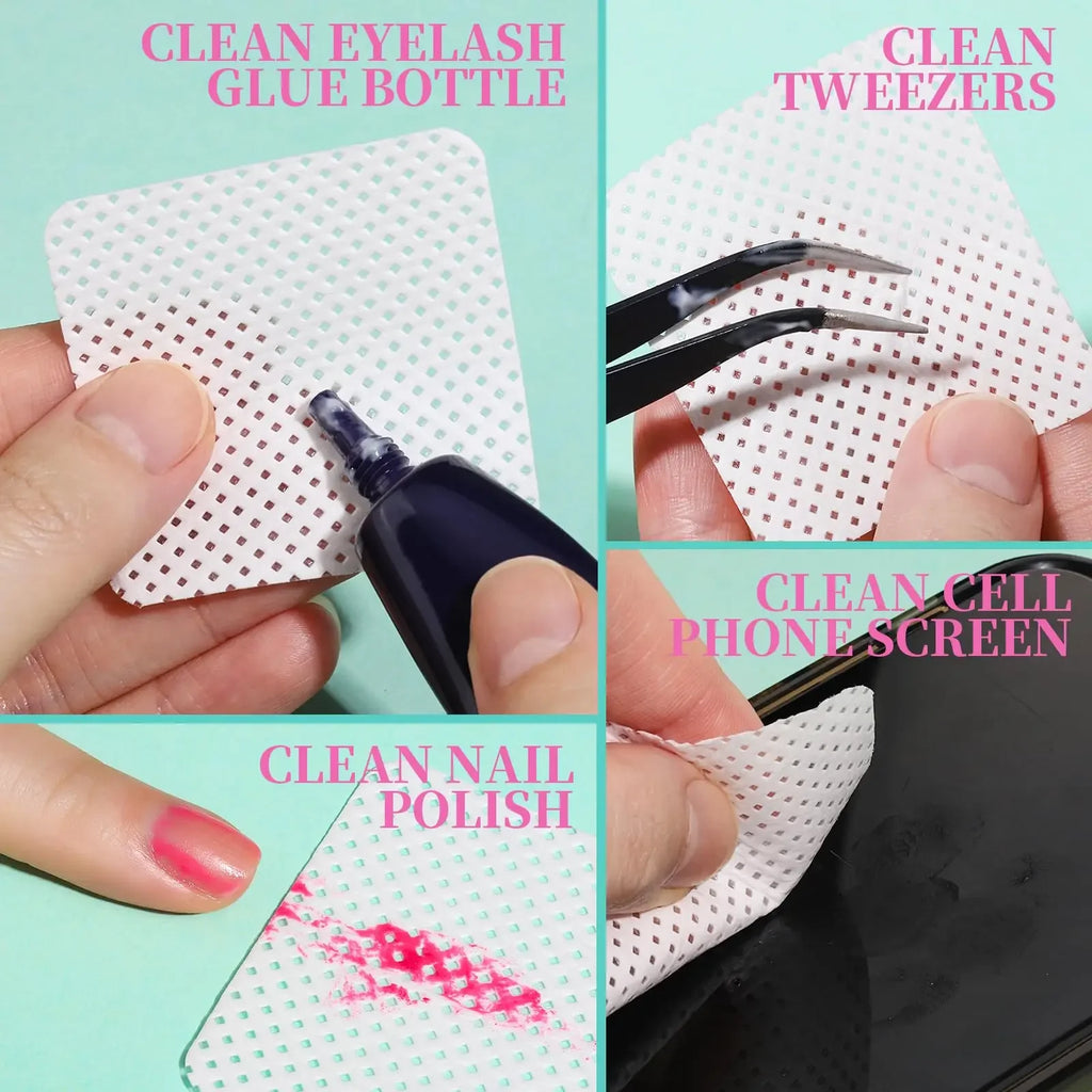 Boxed Nail Cleansing Wipes with Approximately 200 Three-Layer Nonwoven Pads, Heart or Square Shapes in Pink or White for Home and Salon Manicure Prep