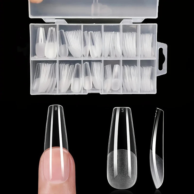 120-Piece Full Cover Nail Tips with Nine Selectable Style Labels, False Nail Extension Tips for Adult DIY Manicure Planning, Nail Art Practice and Custom Looks
