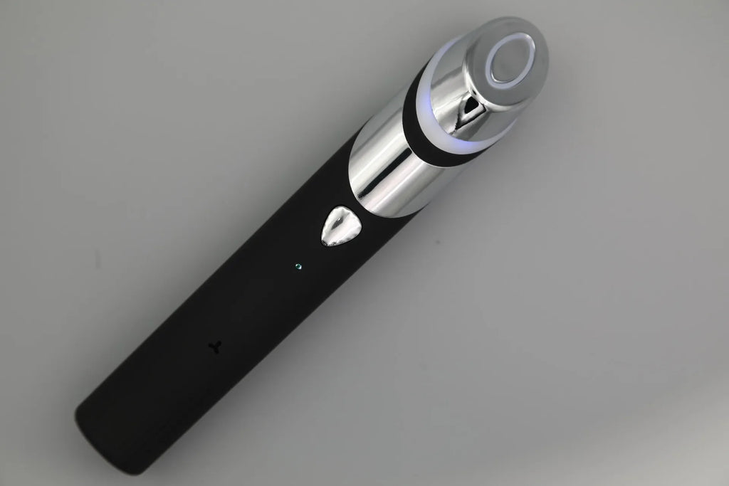 Touch-Activated Facial Care Wand with Rotating T-Bar Head, Black Rechargeable Beauty Tool with Listed Red Light, Warmth, Vibration and Microcurrent Functions