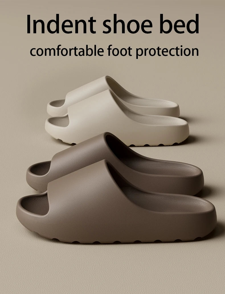 Men's EVA Slippers with Thick-Bottom Lightweight Design, Brown, Black, Beige or Green Casual House Footwear in Seven Paired Size Labels from 36-37 to 48-49