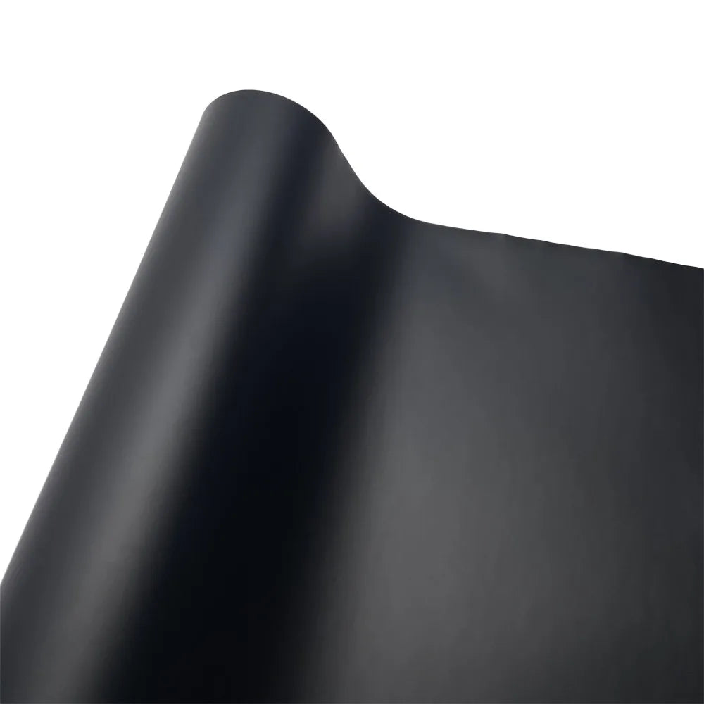 Matte Black Vinyl Wrap with Air Release Channels, Self-Adhesive 0.13mm Car and Motorcycle Styling Film in Four Sheet Sizes for Compatible Smooth Surfaces