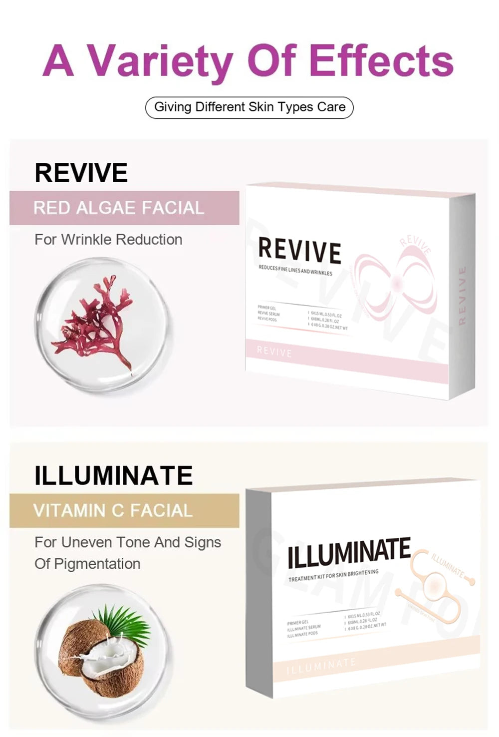 Facial CO2 Bubble Spa Options with Type1-Type7 Capsule, Serum and Gel References, Separate Beauty Machine and Machine NO BOX Selections