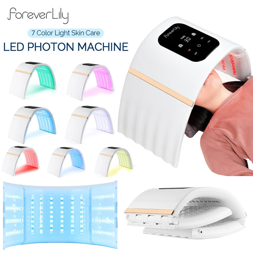 LED Beauty Light Machine with Foldable Face and Body Design, Seven Color and Heating Model References, Eye Protection and Regional Plug Options