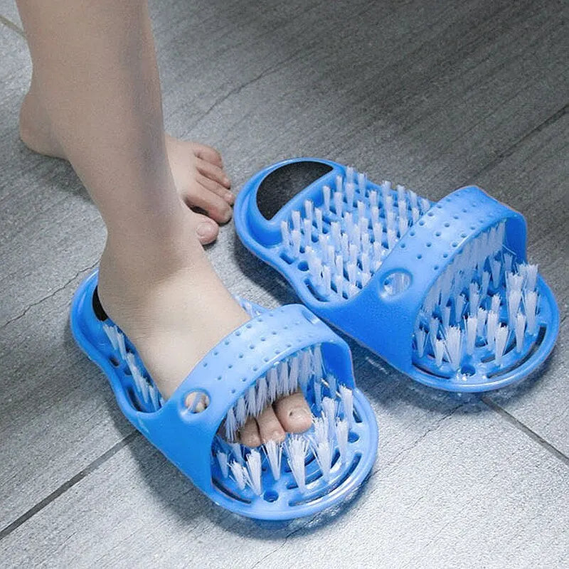 Shower Foot Scrubber Slipper with Suction Cup Base and Detachable Pumice Stone, Blue Foot Washing Brush in 1 or 2 Piece Options for Home Care
