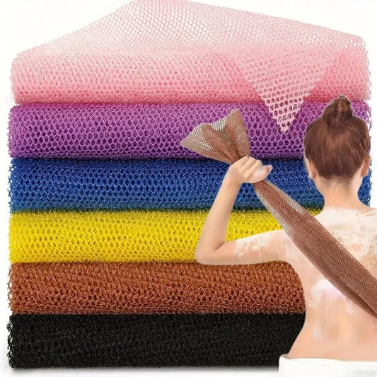 African Exfoliating Bath Sponge with Double-Sided Mesh Washcloth Texture, Single Body and Back Shower Scrubber in Seven Color Options for Home and Travel