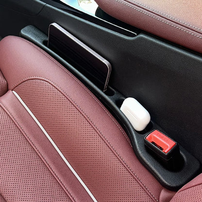 Car Seat Gap Filler Strips, 2-Piece Black Side Seam Inserts for Compatible Seat-to-Console Spaces with Listed Gap Width and Seat Height Fit Requirements