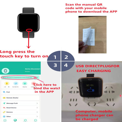 USB Charging Smart Watch with Step Counter, Music Control and Circular Touch Button, Soft Silicone Fitness Bracelet in Black, Pink, White or Silver