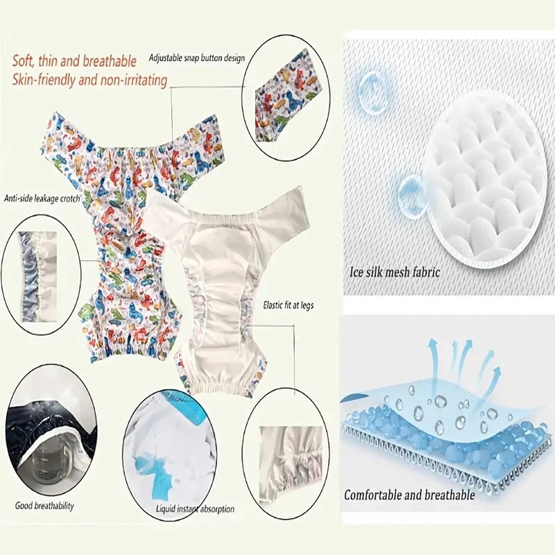 Reusable Adult Cloth Diaper and Insert Options, Listed TPU Waterproof Diaper Pants for Adult Personal Care, XL and XXL Size Labels with Set Selections