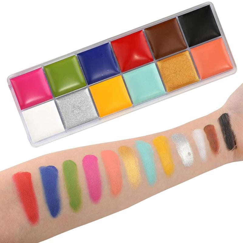 Oil Based SFX Face Paint and Makeup Kit Options with 42g or 96g Paint Labels, Brush Set Choices and Scar Wax References for Halloween and Stage Costumes