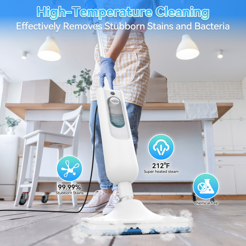 Steam Mop Cleaner INSE F2 White with Listed 10-in-1 Multifunction Design, 15-Second Heating and High-Temperature Steam for Compatible Home Cleaning Tasks