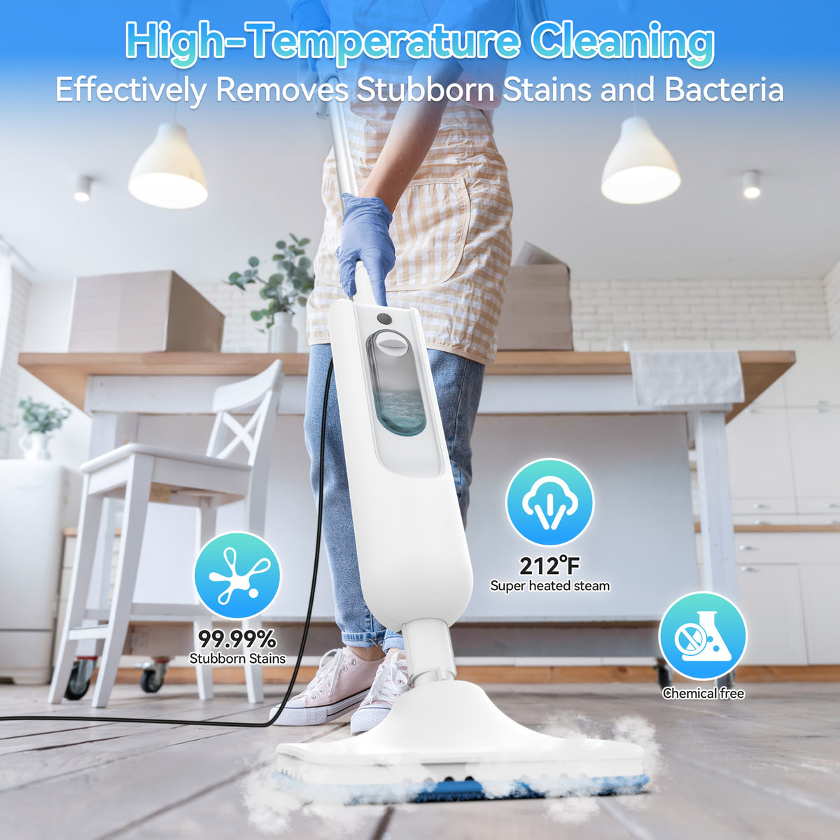 Steam Mop Cleaner INSE F2 White with Listed 10-in-1 Multifunction Design, 15-Second Heating and High-Temperature Steam for Compatible Home Cleaning Tasks