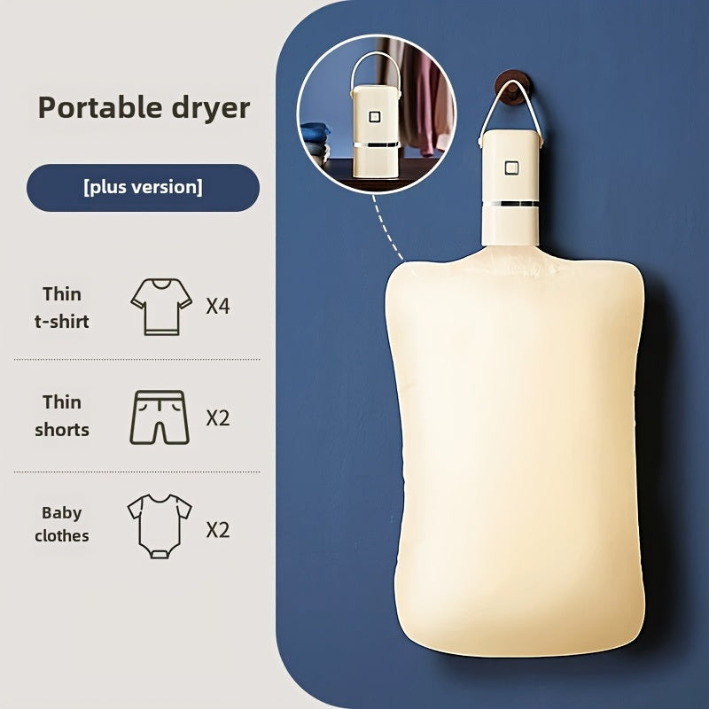 White Portable Clothes Dryer with Listed Timer and Drying Bag, Mini Garment Drying Unit for Suitable Small Laundry Items in Apartments, Dorms and RVs