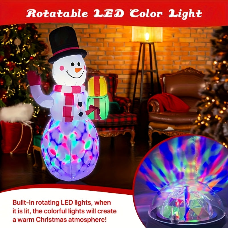 Gift-Holding Inflatable Snowman, Approximately 5ft Oxford Cloth Christmas Display with Internal LED Lights and Plug-Powered Built-In Blower for Holiday Decorating