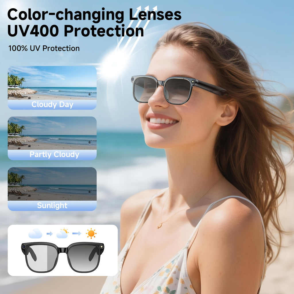 M08S-AI and M02S-AI Camera Smart Glasses with Listed Video and Audio Recording, Translation, Voice Assistant, Object Recognition, Music and Calling Features