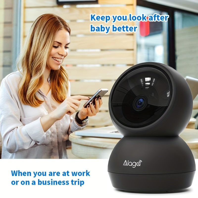 WiFi Home Monitoring Camera in Black One-Piece Option with Listed 2K QHD, Dual-Band Connection, PTZ Tracking, Two-Way Voice and Infrared Night Vision