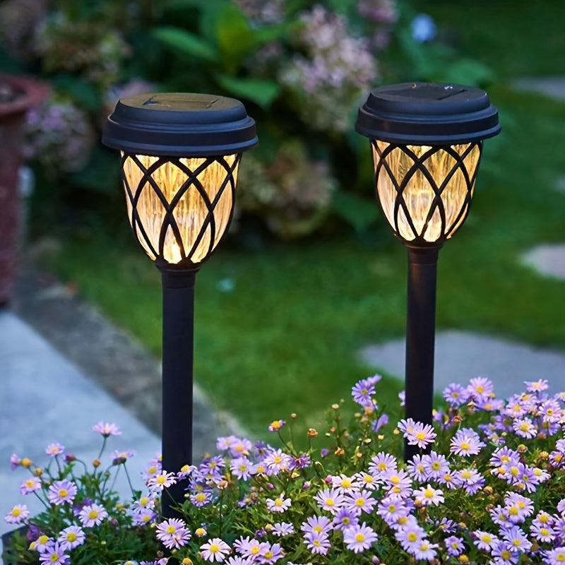 Solar Pathway Stake Lights with Cross Grid Design, Warm Light 6-Pack or White Light 10-Pack, Polypropylene LED Garden Lamps for Yard and Patio Decoration