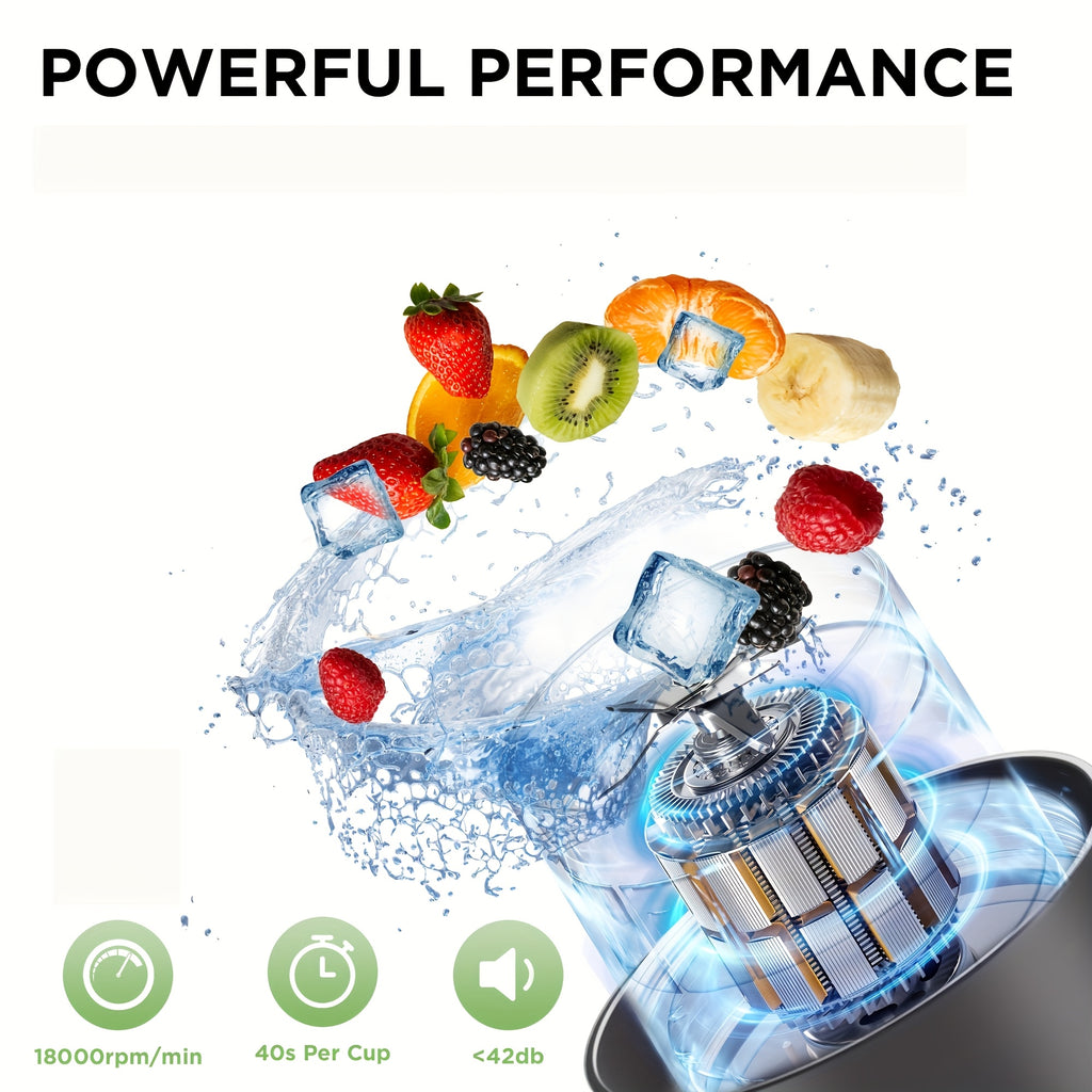 10-Blade Portable Blender 27oz, USB Rechargeable Personal Blender Cup for Smoothies, Shakes and Milkshakes, 800ml Travel Blender for Office, Gym, Picnics and Kitchen