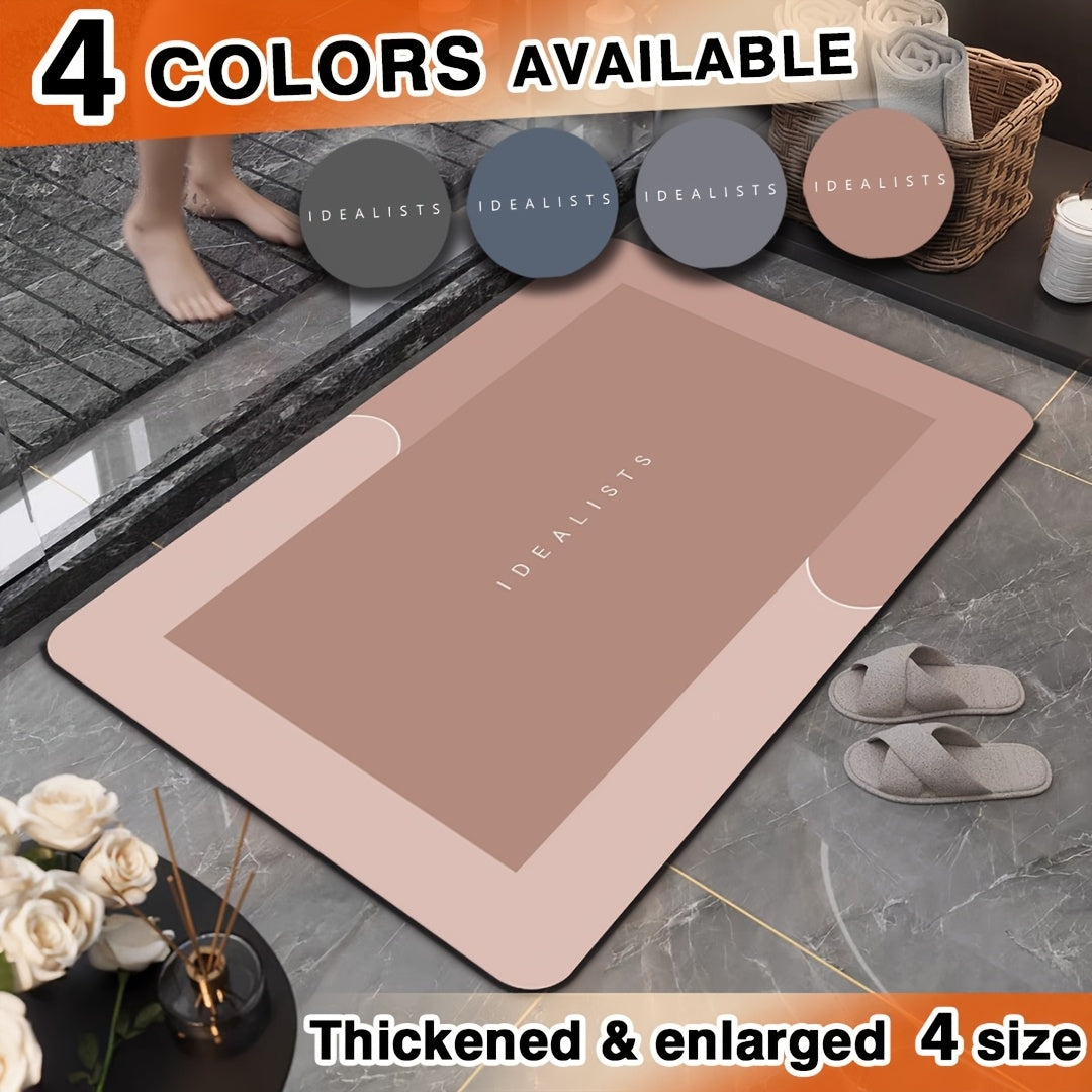 Soft Diatomaceous Earth Bath Mat, Absorbent Quick-Drying Bathroom Floor Mat in Dark Gray, Blue, Light Gray or Pink with Four Size Options for Home Use