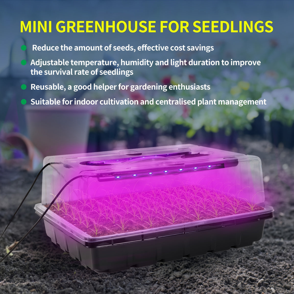 Seed Starter Tray Kit with Listed 96 Cells, Grow Light and Humidity Dome, M-2Set Self-Watering Model with Timer and Ten-Level Brightness for Indoor Seedling Projects